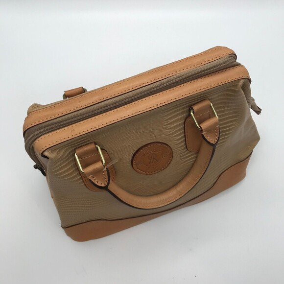 Vintage ROBERTO ROMA Italy Purse Brown Reptile Leather 2 Handle HandBag Satchel - Picture 4 of 9